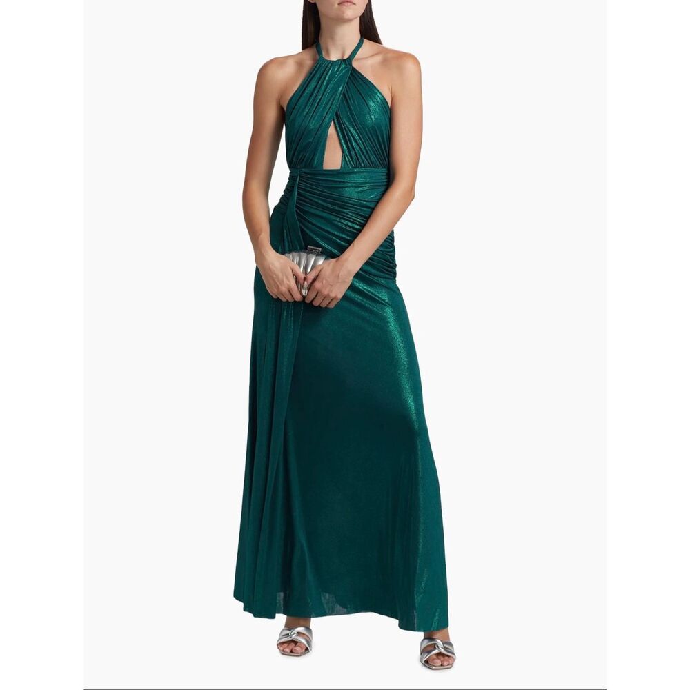 PatBO Metallic Jersey Halterneck Gown Size Large $795